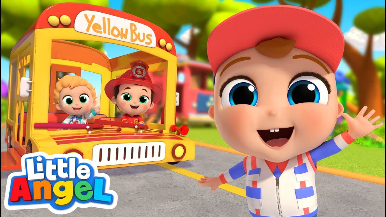 Wheels on the Bus (Yellow School Bus Edition) | Little Angel Kids Songs & Nursery Rhymes