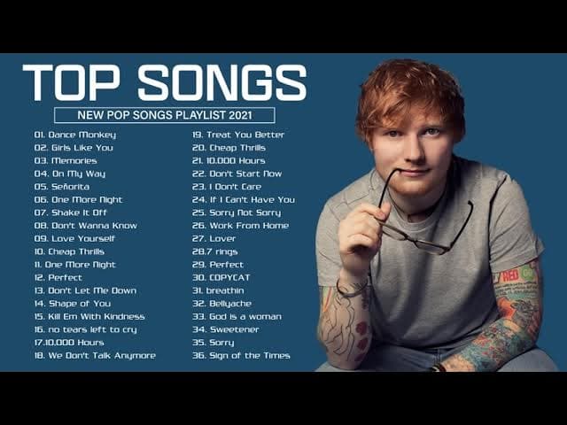 Top Songs 2021 - Adele, Justin Bieber, Katty Perry, Bruno Mars, Ed Sheeran, Maroon 5, Sam Smith..