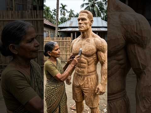 John Cena Wooden Sculpture Making 🌳 | AI Art Shorts #shorts #aiart #trending #viral #woodcarving #ai