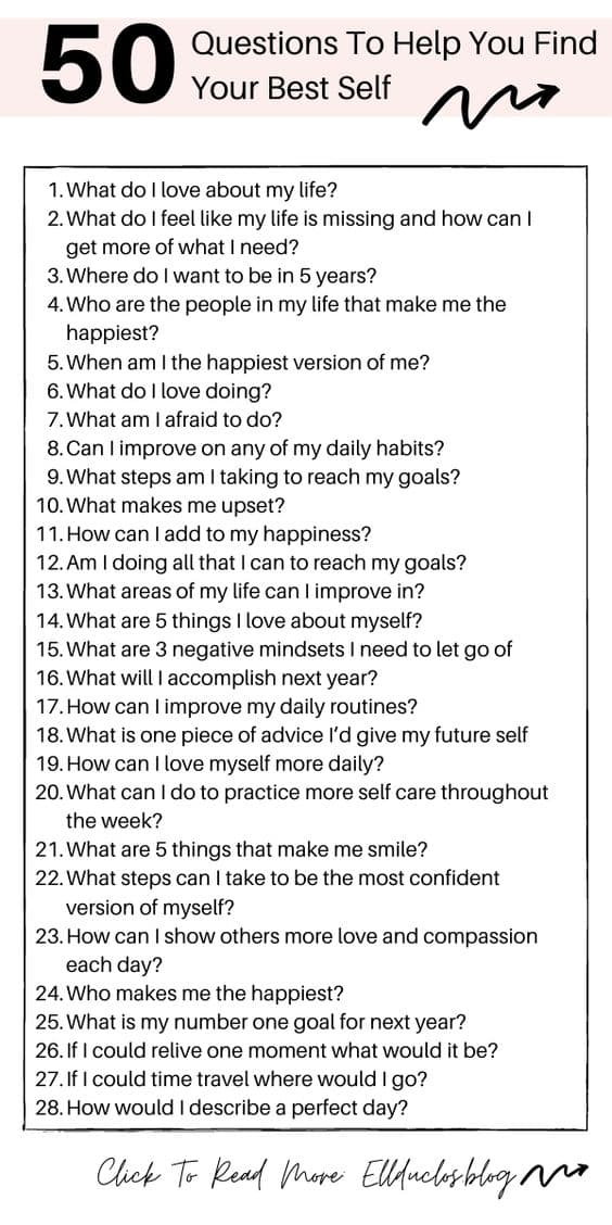 50 Questions to Answer to Find Your Best Self - Personal Growth